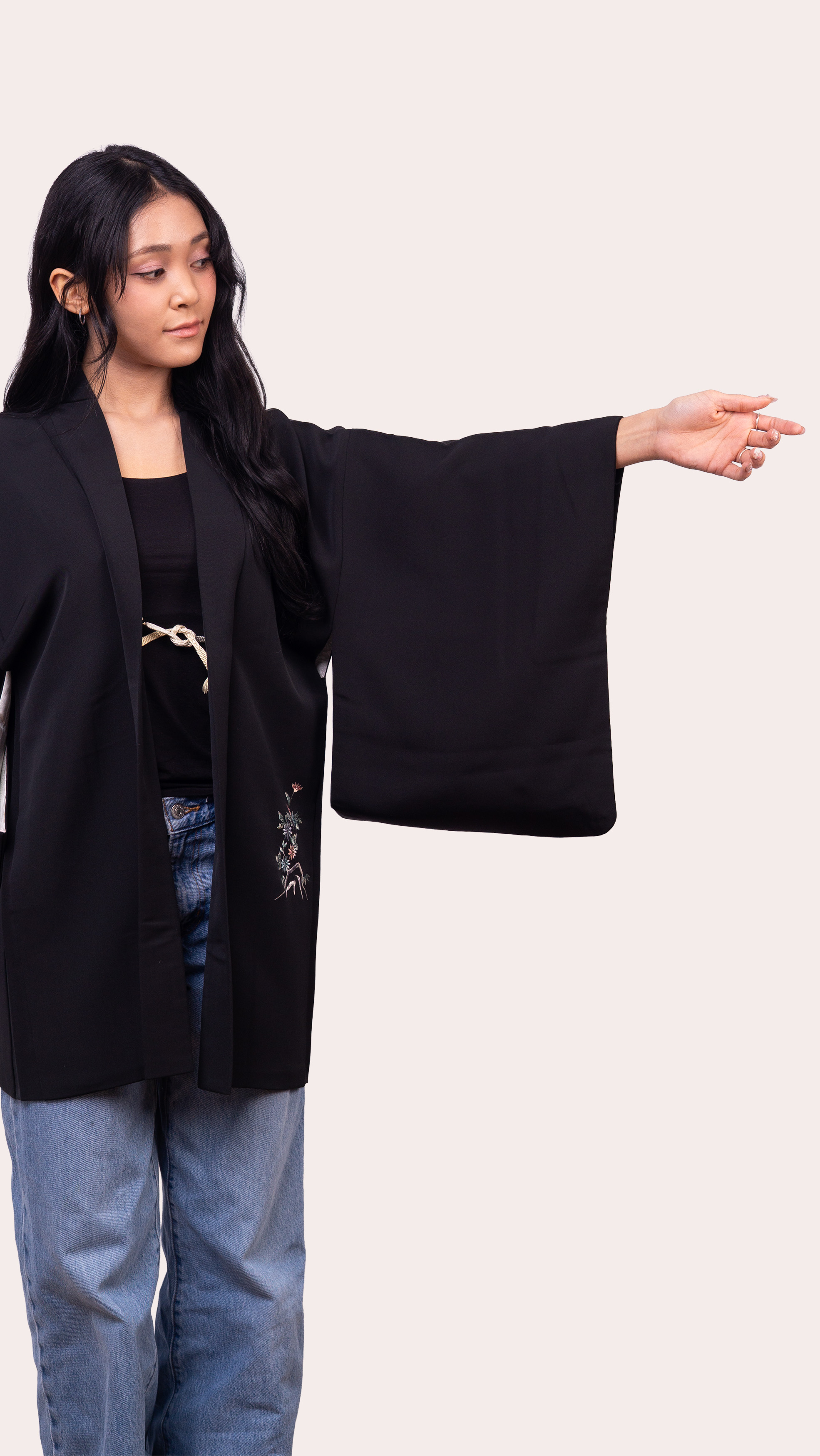 Black Embroidered Haori