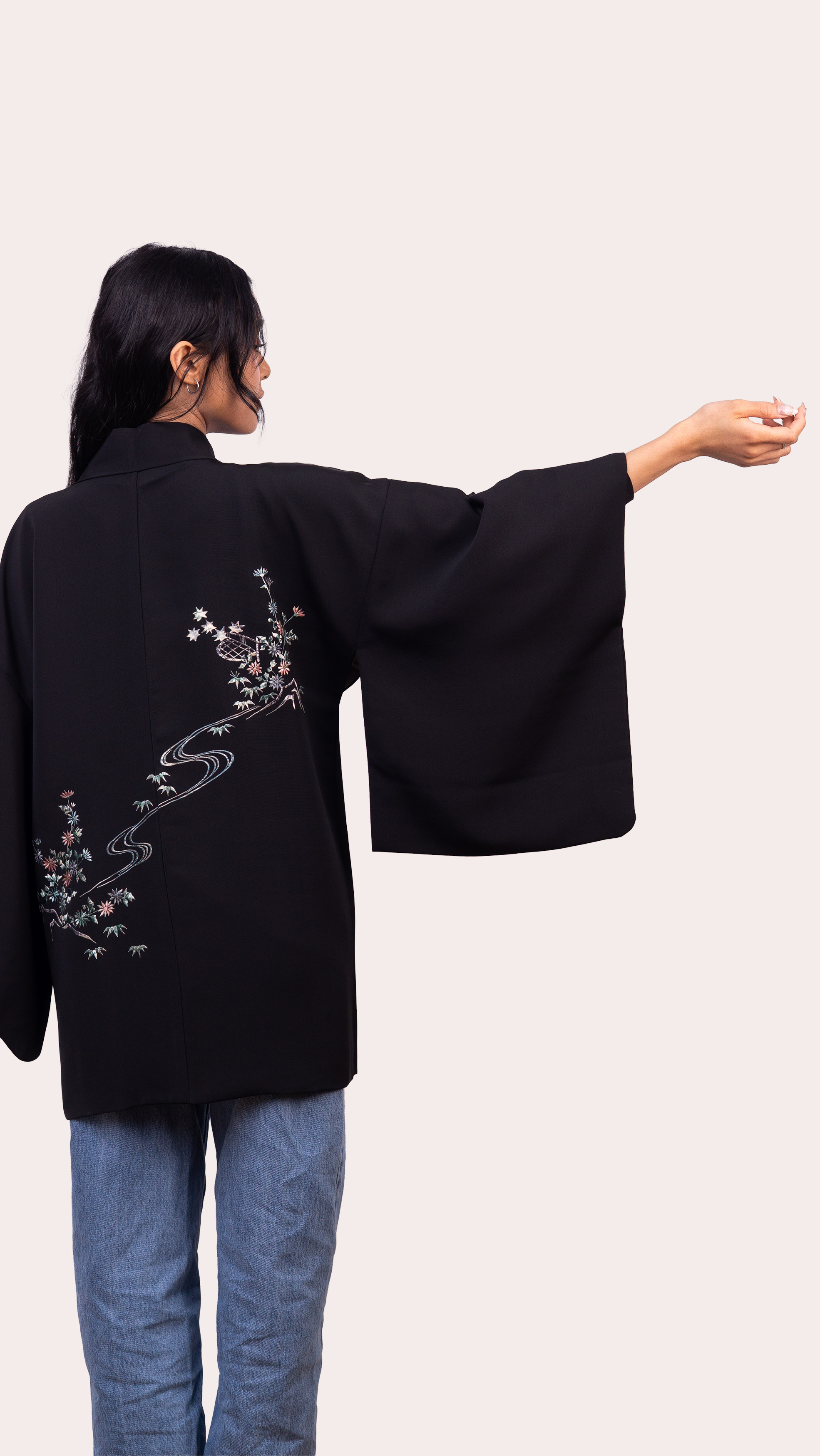 Black Embroidered Haori