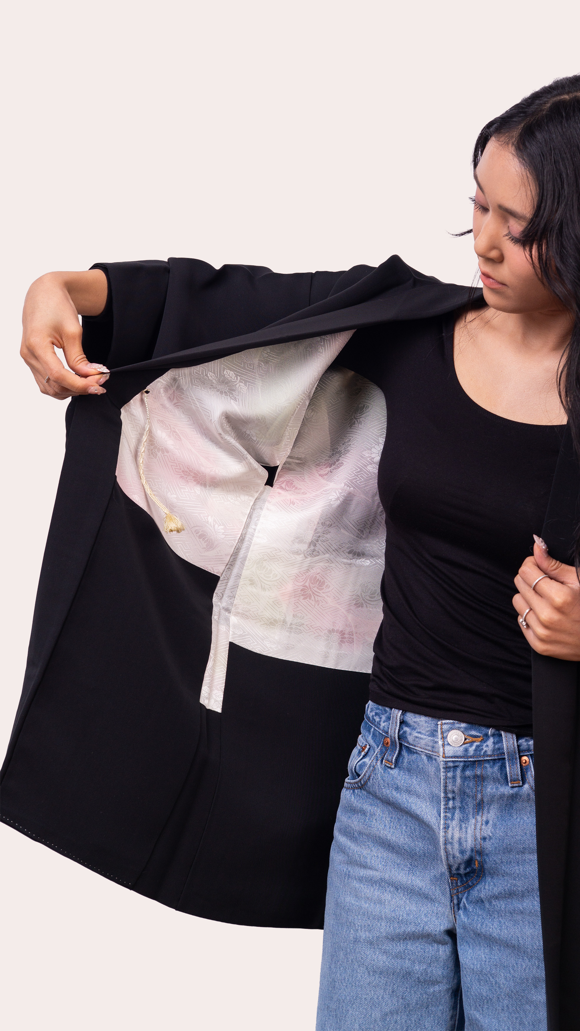 Black Embroidered Haori