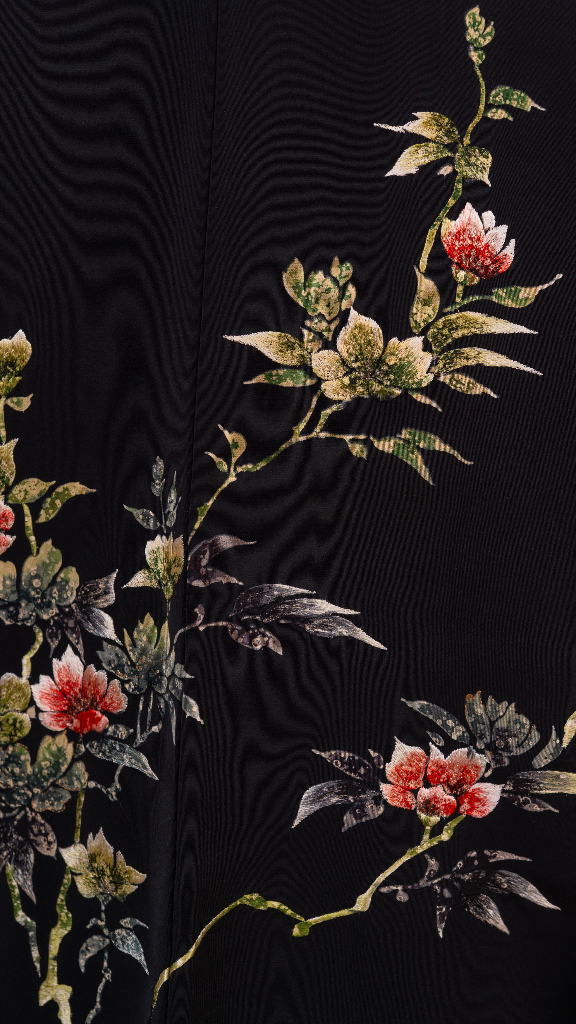 Black Embroidered Haori — Botanical Back Motif