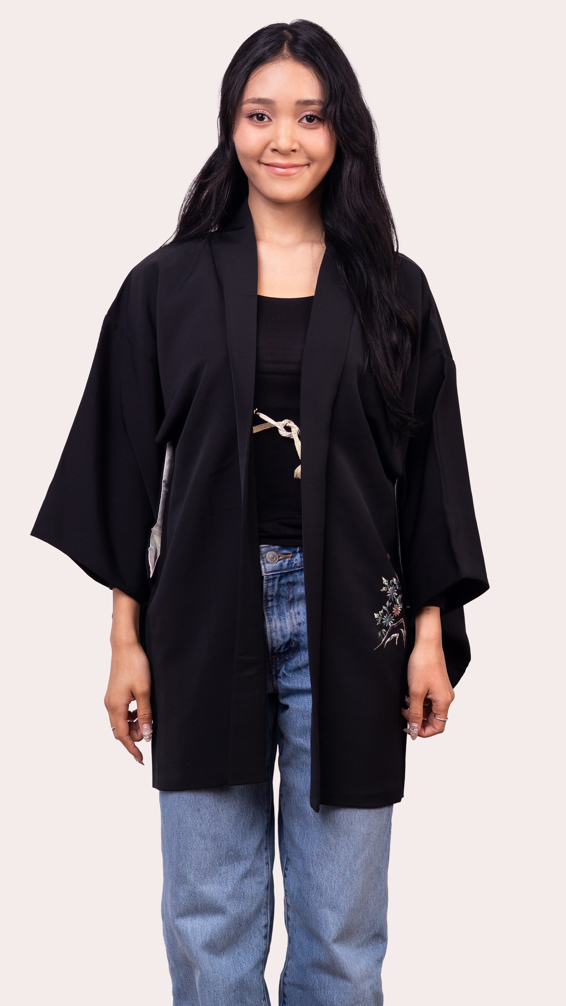 Black Embroidered Haori