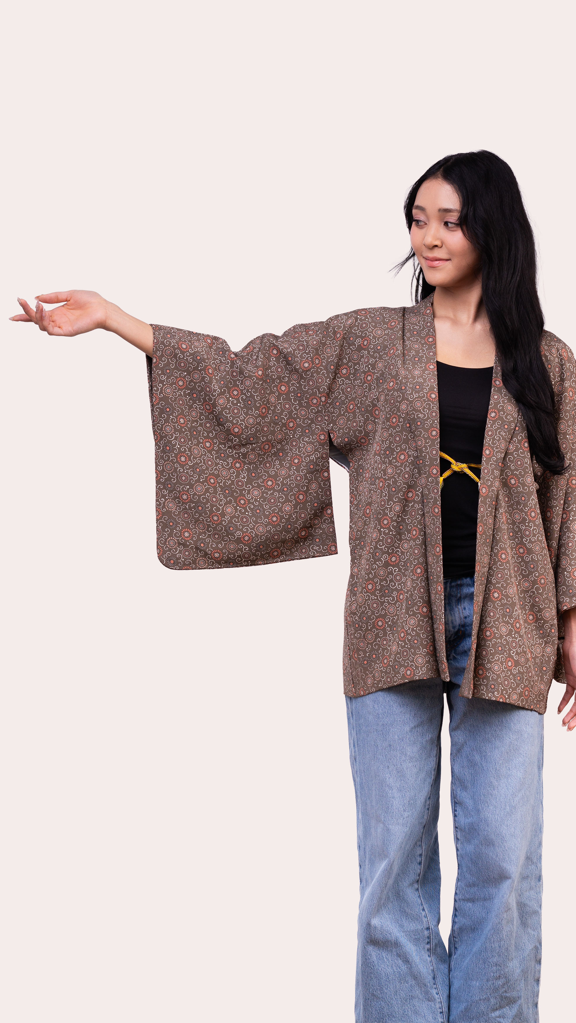 Casual Haori Jacket — Vintage Pebble Print