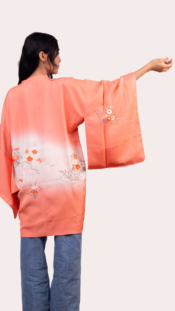 Coral Michiyuki Jacket — Double breasted Floral Accent