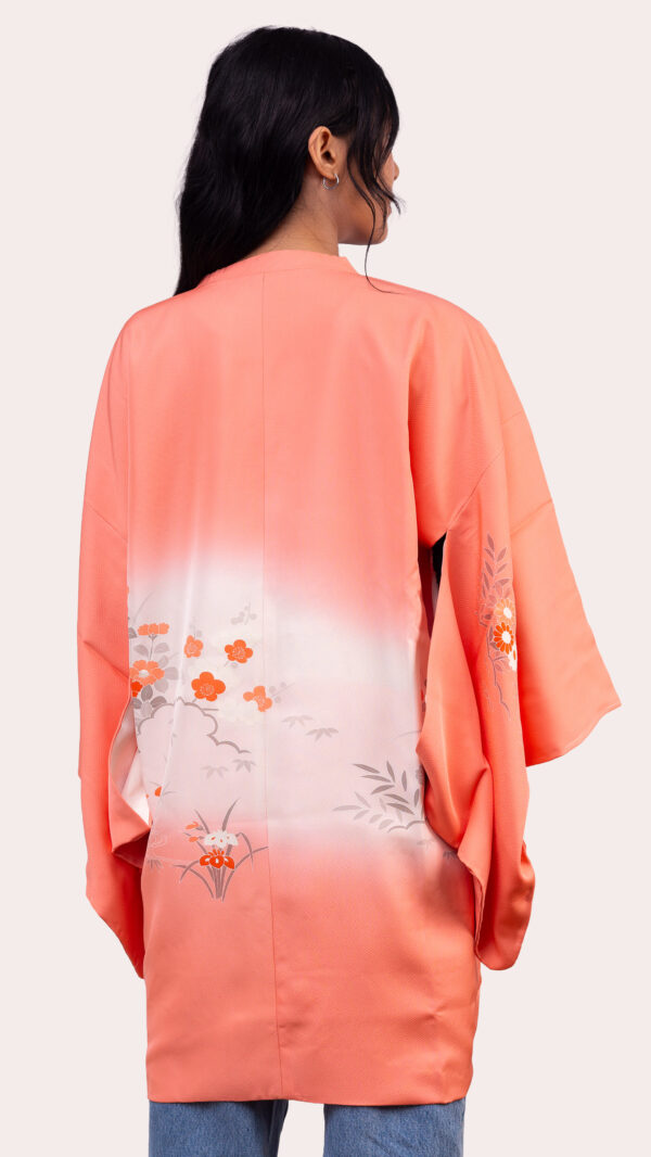 Coral Michiyuki Jacket — Double breasted Floral Accent