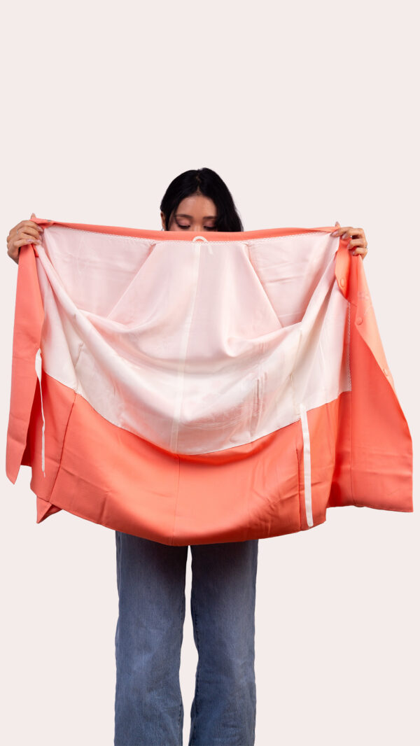 Coral Michiyuki Jacket — Double breasted Floral Accent