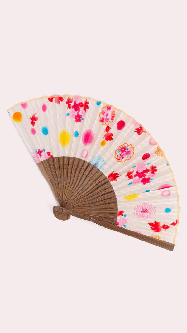 Japanese Paper Fan – Goldfish & Floral Design