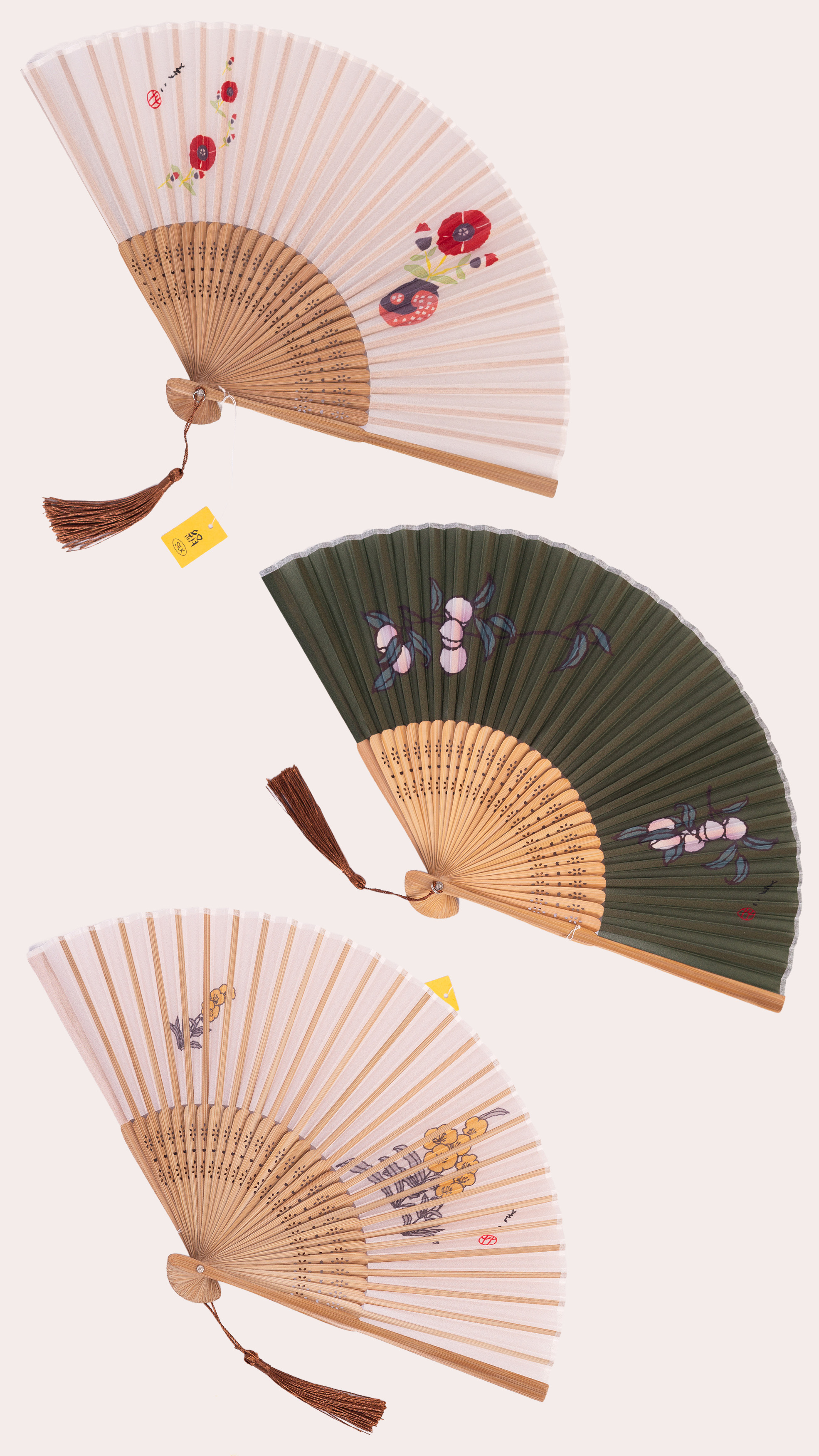 Takehisa Yumeji Collection: Handcrafted Japanese Silk Fans with Tassel