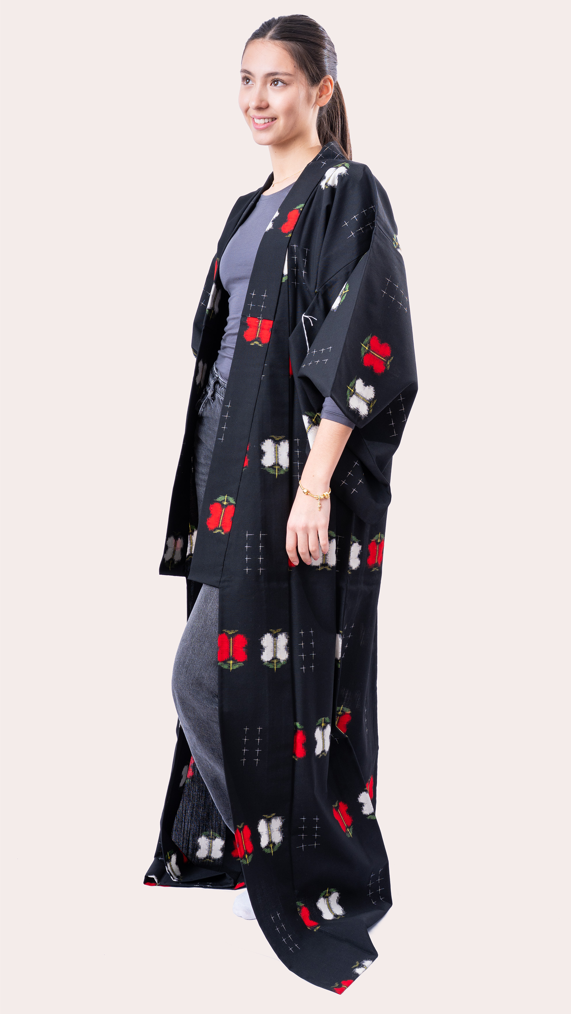 Wool Kimono and Haori jacket ensemble – Kasuri style