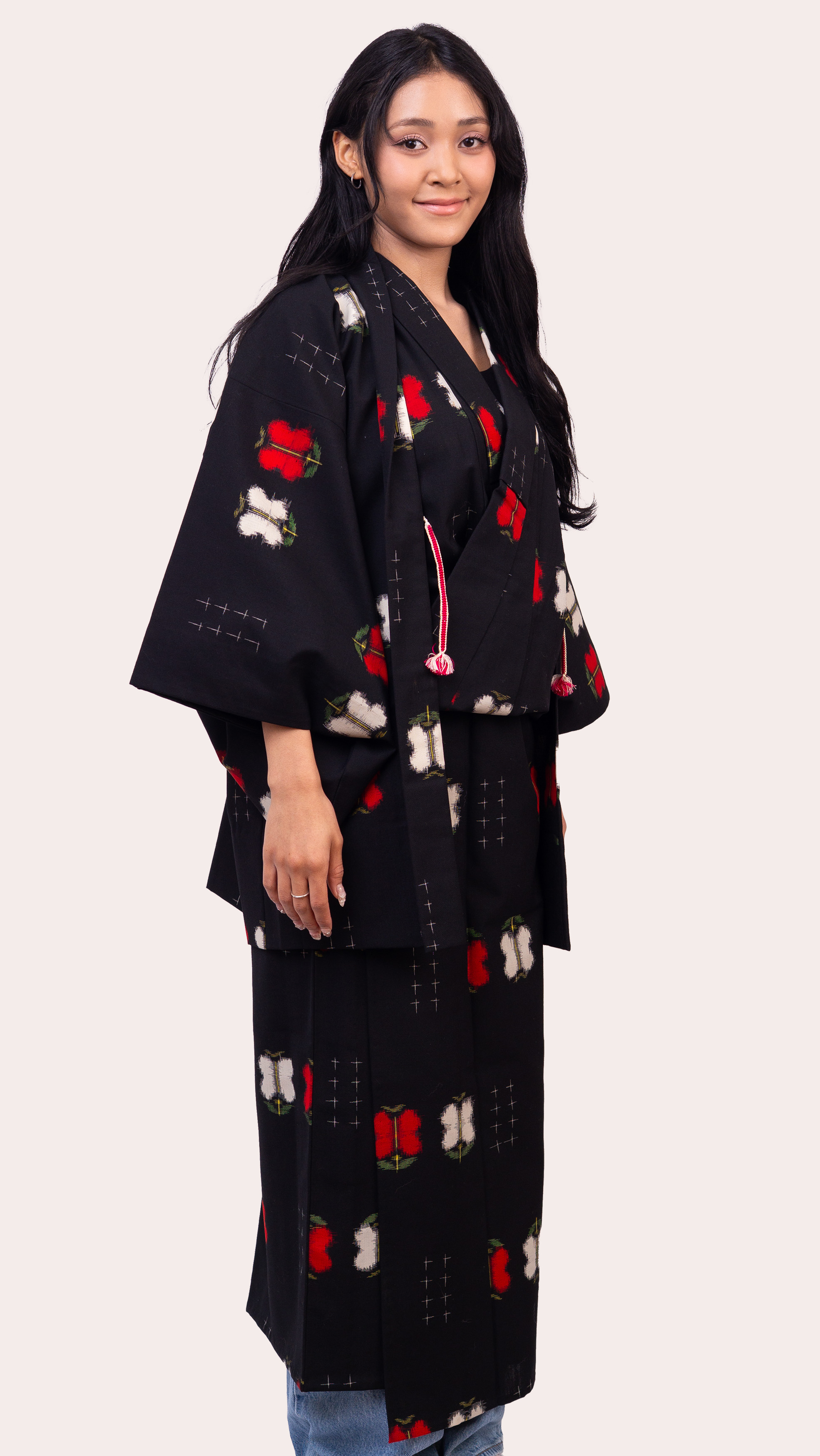 Wool Kimono and Haori jacket ensemble – Kasuri style