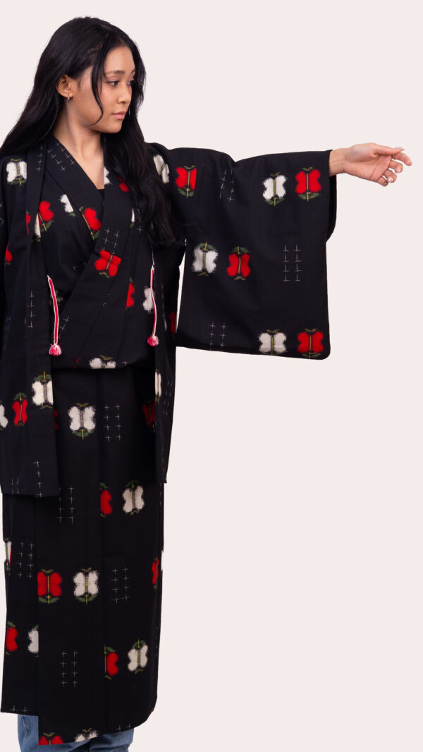 Wool Kimono and Haori jacket ensemble – Kasuri style